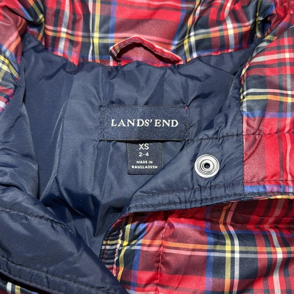 Lands End Tartan Plaid‎ Down Vest Size XS 2-4 - Picture 4 of 5